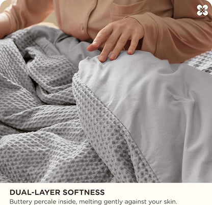 Bedsure Cotton Duvet Cover Set - 100% Cotton Waffle Weave Grey Duvet Cover Oversized King Size, GentleSoft™ and Breathable Bedding Set for All Season, 3 Pieces, 120"x98"