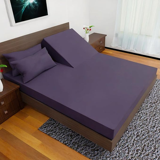 Top Split Flex Head King Size Sheet Set - Egyptian Quality Ultra-Soft Bed Sheets | Double Brushed | Deep Pockets- Easy Fit - 4 Piece Set- Fade Resistant (Plum)