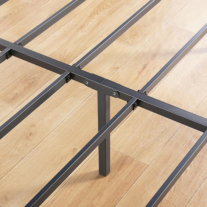 Olee Sleep 18 Inch Heavy Duty Steel Slat Anti-Slip Support, Easy Assembly Platform Bed Frame, Noise Free Steel Mattress Foundation, Maximum Storage, No Box Spring Needed, Black, Twin Size