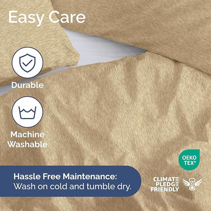 Duvet Cover Full Size Set - Extra Soft Full Duvet Cover 80" x 90" with 2 Pillow Shams - Hotel Luxury, Easy Care & Fade Free with Zipper Closures & Ties - All Season, Comfy & Breathable (Heathered Tan)