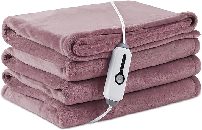 Electric Heated Blanket Full Size 72"×84", Breathable & Luxurious Flannel, Soft Warm Gift with Over-Heat Protection, 4 Heating Levels & 10 H Auto Shut Off, Machine Washable, Purple