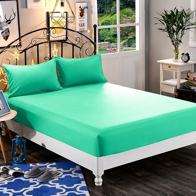 Elegant Comfort 1500 Premium Hotel Quality 1-Piece Fitted Sheet, Softest Quality Microfiber-Deep Pocket up to 16 inch,Wrinkle and Fade Resistant, California King, Paradise Teal