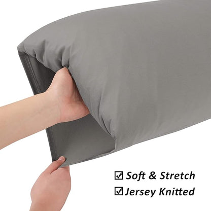 Stretch Pillowcases - Micro Jersey Knit & Ultra Soft, Standard Size - Set of 2 Pillow Cases, Light Gray