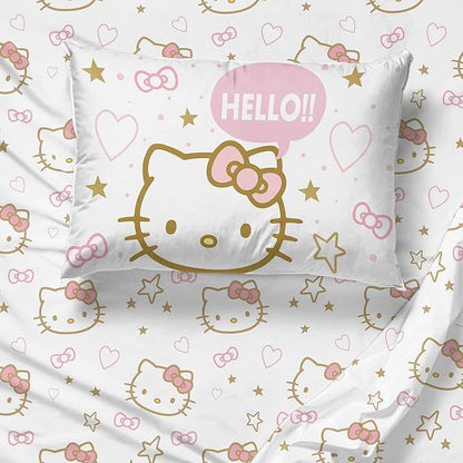 Jay Franco Hello Kitty Full Comforter Set - 7 Piece Bedding Includes Sheet Set & Pillow Covers - Super Soft Pink Bedding