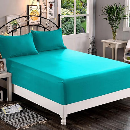 Elegant Comfort 1500 Premium Quality Fitted Sheet Ultra Soft 18-24 Inch Extra Deep Pocket - Single Fitted Sheet for High Mattress - Wrinkle Free with Smart Storage Pockets, Full, Turquoise