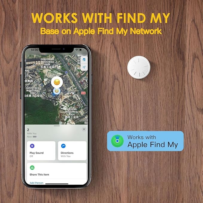 GPS Tracker for Vehicles No Subscription, 2PCS Real Time GPS Tracker for Car Work with Find My (iOS Only), Mini Hidden Car Tracker Device with Waterproof Case, No Monthly Fee (White)