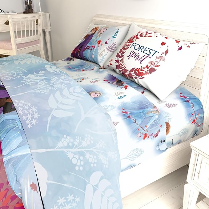 Disney Frozen 2 Forest Spirit 7 Piece Full Bed Set - Includes Reversible Comforter & Sheet Set - Bedding Features Elsa and Anna - Super Soft Fade Resistant Microfiber - (Official Disney Product)
