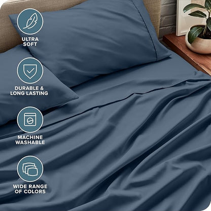 Bare Home King Sheet Set - 1800 Ultra-Soft Microfiber King Bed Sheets - Double Brushed - Deep Pockets - Easy Fit - 4 Piece Set - Bedding Sheets & Pillowcases (King, Bering Sea)