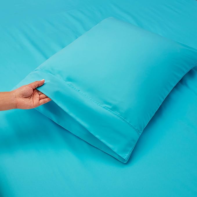 Nestl Twin XL Size Sheet Set, 4 Piece Extra Deep Pocket (18-24 inches), Microfiber, Hotel Luxury, Soft, Breathable, Wrinkle-Free, Easy to Care, Bright Blue