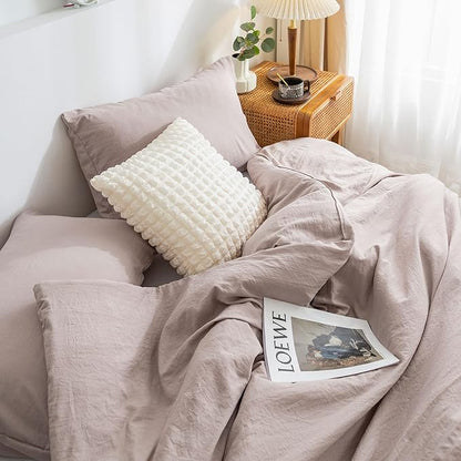 COTTEBED Ultra-Soft Queen Bedding Comforter Sets Bed, All Seasons Use Light Weight with Warm Fluffy Washable Cotton Microfiber,1 Bed Down Alternative Comforter & 2 Pillow Sham (Queen/Full Beige Brown)