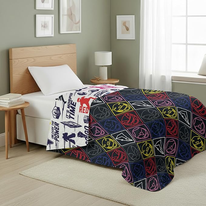 Northwest Power Rangers Core Quilted Blanket, Comfy Throw, Adults Boys Girls, Soft Lightweight Bedding for Bed, or Couch, 60 x 80 inches