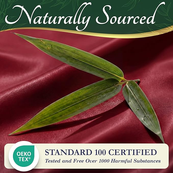 DECOLURE 100% Viscose Derived from Bamboo Sheets Twin Size - Luxury 4 Pc Naturally Cooling Sheets, Ultra Soft Bed Set - Deep 17" Pockets, Durable Double Stitching, Oeko Tex Standard (Burgundy)