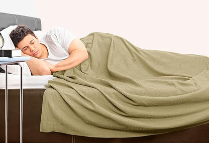 Utopia Bedding Tan 100% Cotton Blanket [Twin Size - 90x72 Inch] Lightweight, Soft and Breathable Thermal Blanket for All Seasons