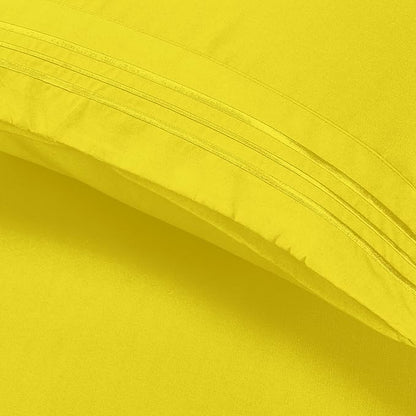Elegant Comfort Luxury Ultra-Soft 2-Piece Pillowcase Set - 1500 Premium Hotel Quality Microfiber Double Brushed - Wrinkle Resistant, King Size, Yellow