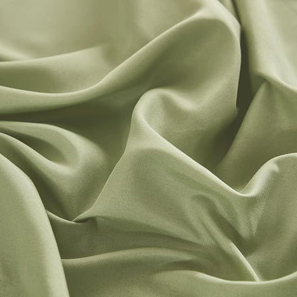 Luxudecor Floral Queen Comforter Set 7 Pieces Bed in a Bag, Sage Green Flower with Bird Bedding Set, Soft Reversible Comforter with Sheet Set 90"x90"