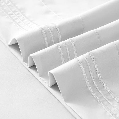 YIYEA Pillow Cases Queen Size Set of 4, Ultra Soft 1800TC Hotel Quality Double Brushed Microfiber Embroidered Pillowcases and Floral Pillow Covers, Envelope Closure, Fade Resistant (20"x30")