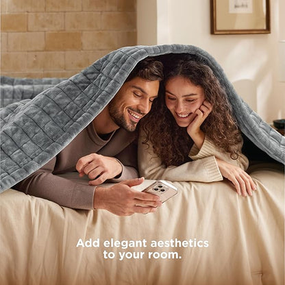 Bedsure Electric Blanket King Size - Dual Control Heated Weighted Blanket King with 10 Heat Settings, Fast Heating with 10 Time Settings (100x90 inches, Formal Gray)