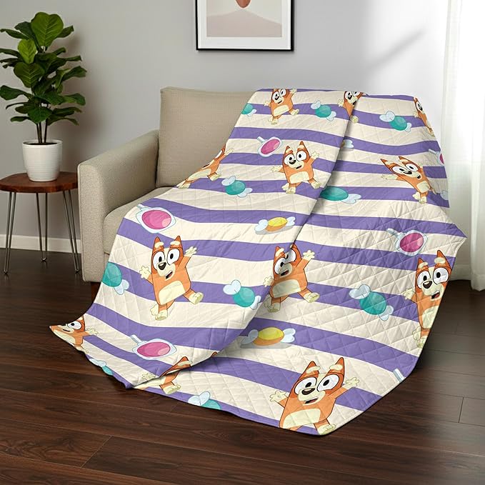 Northwest Bluey Bingo Candy Land Quilted Throw Blanket – Official Cartoon Throw Blanket Featuring Bluey, for Adults Boys Girls Bed, Couch, or Playroom, 60 x 80 Inches