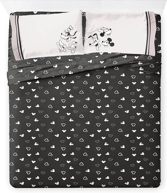 Jay Franco Kids Comforter Set Includes Sheets and Pillow Covers - Soft and Cozy Bed Set for Stylish Room Decor, Official Licensed Bedding, Beige - Mickey and Friends, 7 Piece Full
