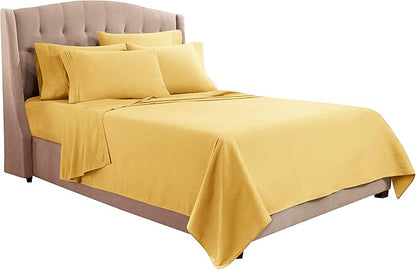 Clara Clark Twin XL Sheets, 5 Piece Set - Hotel Luxury Bed Sheets, Super Soft Bedding Set, Twin XL Size, Mellow Yellow