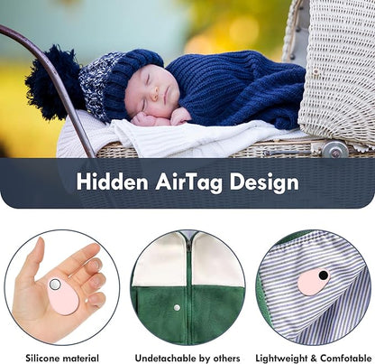 for Airtag Holder for Kids Baby Toddler Hidden 2 Pack GPS Tracker Case, Anti-Removal for Airtag Silicone Case with Safety Pins, Suitable for Children, Elderly, Pets, Backpack, Luggage (Pink+Pink)