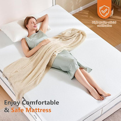 Sweetcrispy Mattress Topper Full with Removable Soft Cover, Memory Foam 4 Inch Thick Gel Infused Cooling Toppers Pad for Full Size Bed, Sleeper Sofa, RV, Camper, CertiPUR US Certified