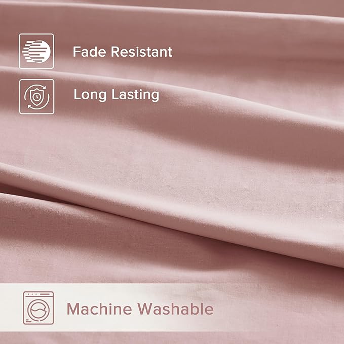 Comfort Spaces 100% Cotton Sheets Queen, Breathable & Ultra Soft Cotton Sheets, Naturally Cool Cotton Bed Sheets with 14" Elastic Pocket Fits up to 16" Mattress, All Seasons Sheet Set, Pink 4 Piece
