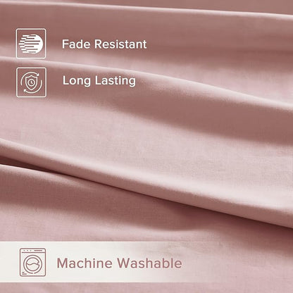 Comfort Spaces 100% Cotton Sheets King, Breathable & Ultra Soft Cotton Sheets, Naturally Cool Cotton Bed Sheets with 14" Elastic Pocket Fits up to 16" Mattress, All Seasons Sheet Set, Pink 4 Piece
