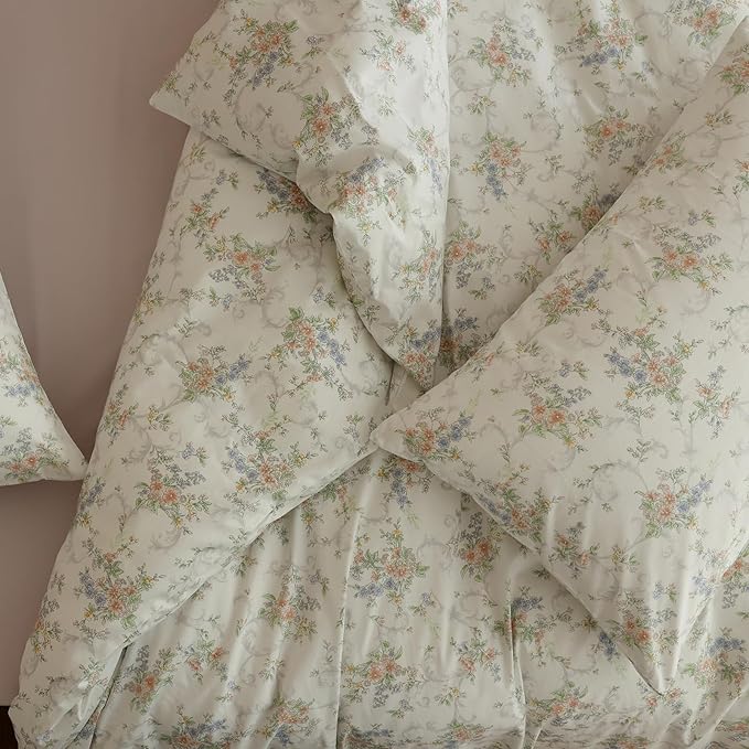 Floral Twin XL Comforter Set Fluffy Boho Bedding Set Soft Cotton Down Alternative Girls Bedding Comforter Sets Cozy Lightweight Cute All Season Bed Comforter with 2 Pillowcases