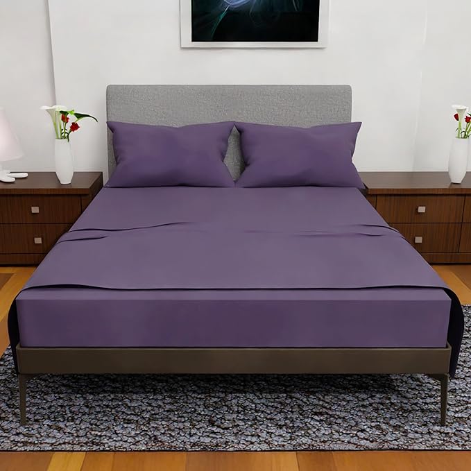 Royal Bliss King Size Sheets Set - 4 Piece Bedding - Wrinkle Free, Double Brushed, Cooling, Deep Pocket, Plum