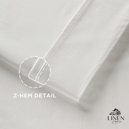 Linen Home 100% Cotton Percale Pillowcases King Size, White, 2 Pieces of Pillow Case, Crisp and Cool Strong Bed Linen, 20 inches X 40 inches