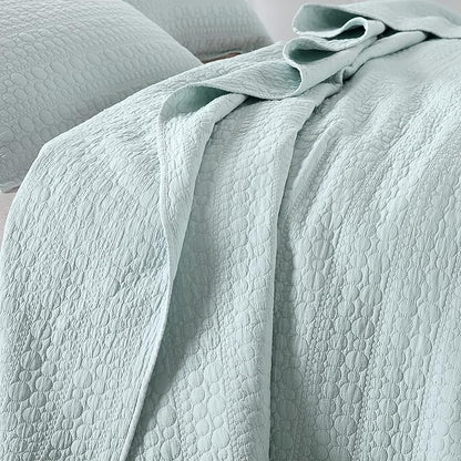 HORIMOTE HOME Quilt Set King Size Aqua Blue, Classic Geometric Spots Stitched Pattern, Pre-Washed Microfiber Chic Rustic Look, Ultra Soft Lightweight Quilted Bedspread for All Season, 3 Pieces