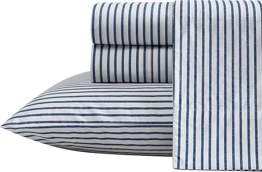 Nautica - Queen Size Sheet Set, Crisp & Tailored Cooling Sheets with a Smooth Cotton Percale Lightweight Feel - Bed Sheets with Matching Pillowcases & Fitted Sheet (Michael Plaid Grey)