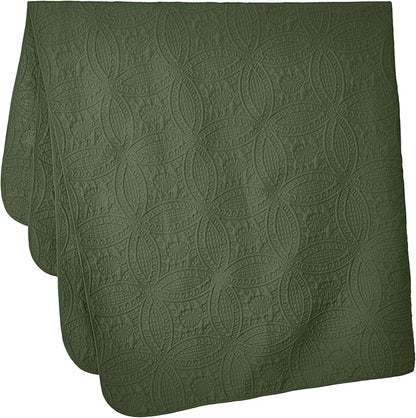 Chezmoi Collection Austin Queen Oversized Bedspread Set, 3-Piece Pinsonic Quilted Lightweight Microfiber Bedspread Coverlet, Olive Green | Oversized, Lightweight, Fade Resistant