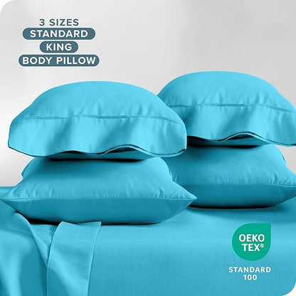 Bare Home Microfiber King Pillowcase Set of 4 - Aqua, 20x40