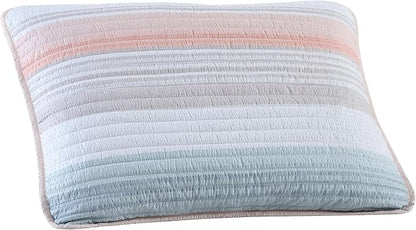 Beatrice Home Fashions Coralinn Striped 2-Piece Quilt Set, Lightweight, All-Seasons, Twin, Blush