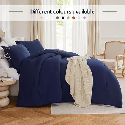 Queen Comforter Sets Navyblue,3PCS Soft Lightweight Breathable Bedding Comforter Sets for All Season, Queen Size(90''×90'' Comforter & 2 Pillowcases)