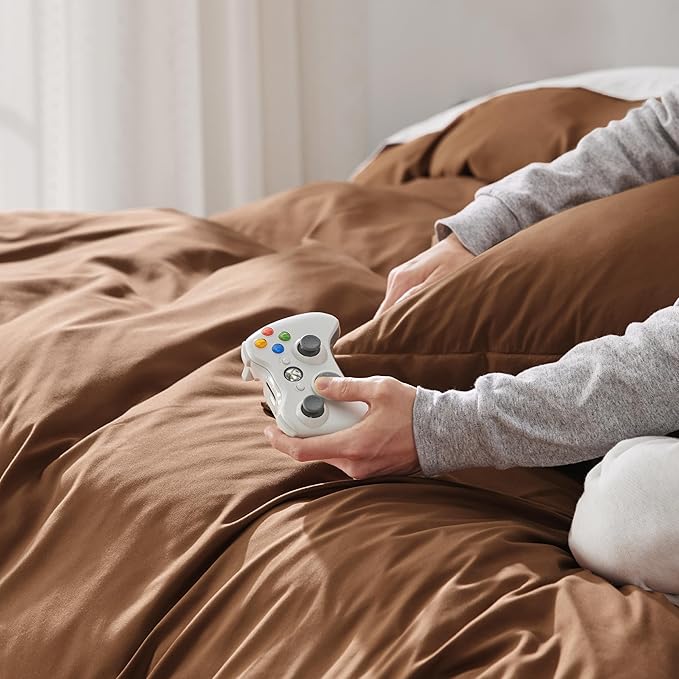 Bedsure Duvet Cover Full Size - Soft Double Brushed Bedding Set for Kids & Adults, Zipper Closure, 3 Pieces, Includes 1 Duvet Cover (80"x90") & 2 Pillow Shams, NO Comforter, Brown
