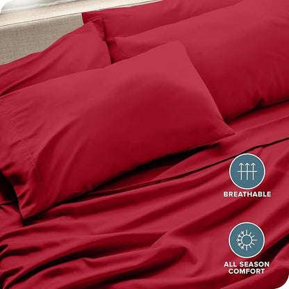 Bare Home Microfiber King Size Pillowcases - 4 Pack, Red, 20x40