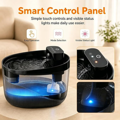74oz/2.2L Cordless Cat Water Fountain, 5000mAh Battery Operated | 3 Smart Modes, with Motion Sensor, Ultra-Quiet, Pet Drinking Dispenser with LED Light, Wireless Fountain for Cats, Dogs