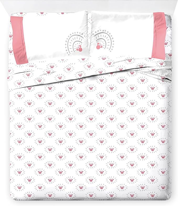 Jay Franco Disney Minnie Mouse Queen Comforter Set - 7 Piece Bedding Includes Sheet Set & Pillow Covers - Super Soft Cozy Pink Mandala Bedding