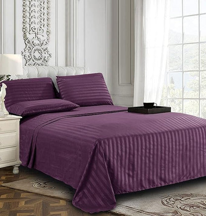 Elegant Comfort Best, Softest, Coziest 6-Piece Sheet Sets! - 1500 Premier Hotel Quality Luxurious Wrinkle Resistant 6-Piece Damask Stripe Bed Sheet Set, California King Eggplant/Purple