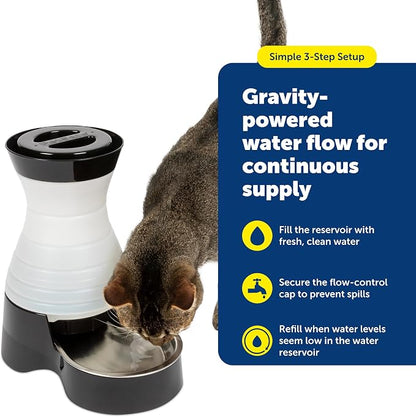 PetSafe Healthy Pet Water Station, 320 oz, Stainless Steel Bowl, Large | Gravity-Fed Pet Water Fountain Keeps Cats or Small Dogs Hydrated, Stainless Steel Bowl Is Dishwasher Safe
