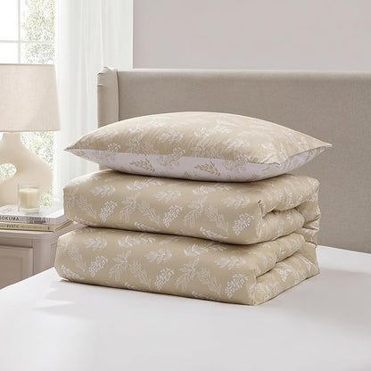 Nestl Twin/Twin XL Comforter Set - Oatmeal Bed in a Bag Twin, 2 Pieces Reversible Bed Set, Soft Floral Bedding Set for College Dorm, All Season Botanical Comforters with Pillow Sham