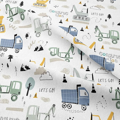 NINENINE Kids Construction Comforter Set Twin for Boys, 2-Piece Kids Bedding Reversible Lightweight Microfiber Excavator Comforter Set for Boys with 1 Pillowcase