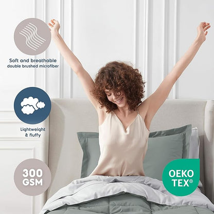 Nestl 5 Piece Twin XL Comforter Set – Sage Green Reversible Bed in a Bag – Complete Twin XL Size Bedding Set with Sheets, Pillowcase and Sham