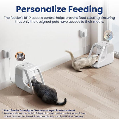Automatic Microchip RFID Cat Feeder, 16-Cup, White | ISO Microchip & PawsPik RFID Tag Compatible, App Control, Portion Control, Personalize Feeding
