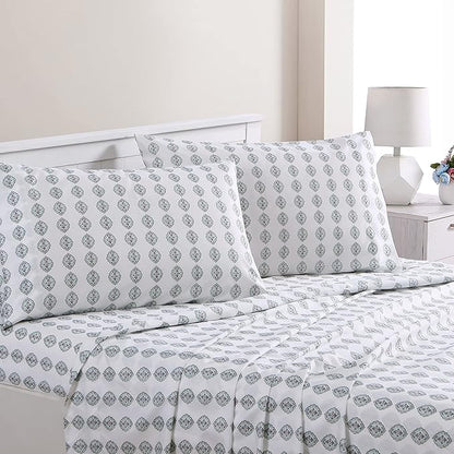 Modern Threads Printed 4-Piece Extra Soft Bedding Sheets & Pillowcase Set, Deep Pocket up to 16 inch Mattress Claire Full