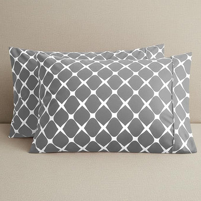 Elegant Comfort Luxury Ultra-Soft 2-Piece Pillowcase Set - 1500 Premium Hotel Quality Microfiber Double Brushed - Wrinkle Resistant, King Size, Bloomingdale Pattern Gray