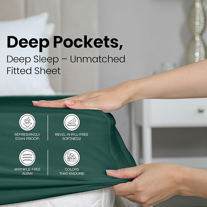 Utopia Bedding Twin Fitted Sheet - Bottom Sheet - Deep Pocket - Soft Microfiber - Shrinkage and Fade Resistant-Easy Care -1 Fitted Sheet Only (Emerald)